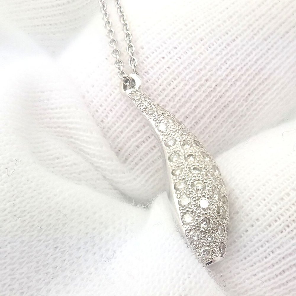 Authentic! Tiffany & Co 18k White Gold Frank Gehry Diamond Fish Necklace - Picture 12 of 12